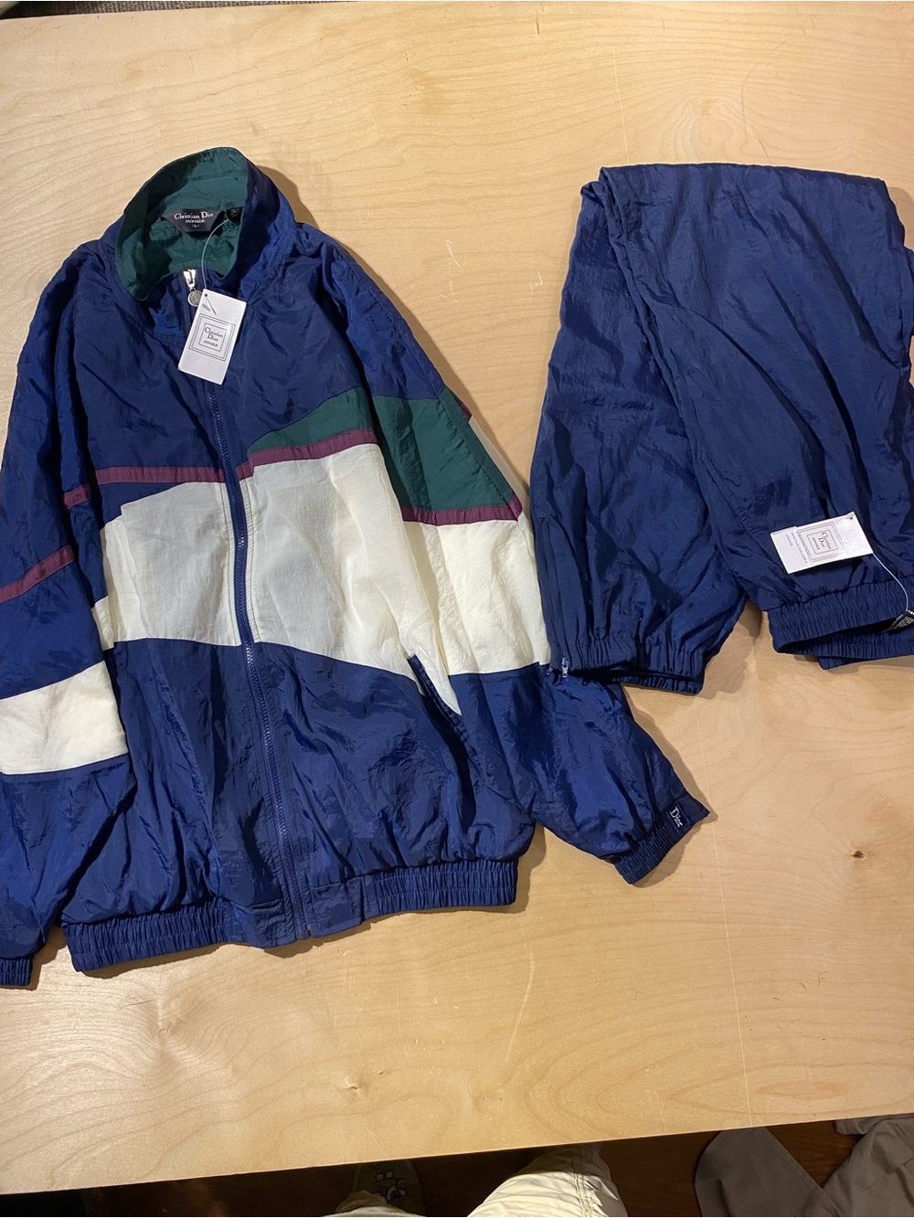 Christian Dior Navy, White & Green Colorblock Track Suit Large (SX) - Picture 11 of 13